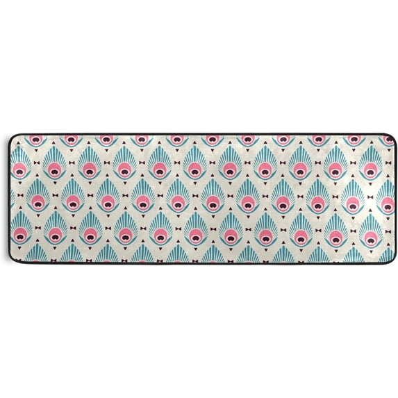 Kitchen Rugs and Mats Non-Skid Washable Runner Rugs Pink Feather Long 72x24 inch for Floor Cushioned Hallway Entryway Indoor 2x6
