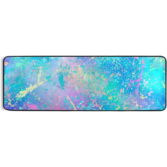 Kitchen Rugs and Mats Non-Skid Washable Runner Rugs Rainbow Grid Marble Long 72x24 inch for Floor Cushioned Hallway Entryway Indoor 2x6
