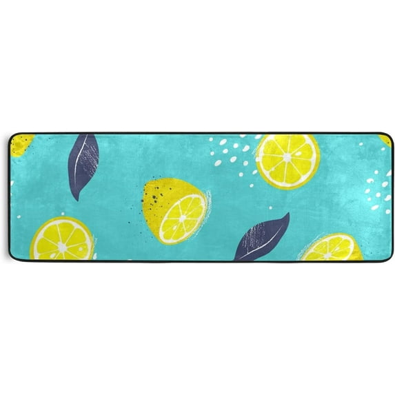 Kitchen Rugs and Mats Non-Skid Washable Runner Rugs Summer Slice Lemons and Leaves Long 72x24 inch for Floor Cushioned Hallway Entryway Indoor 2x6