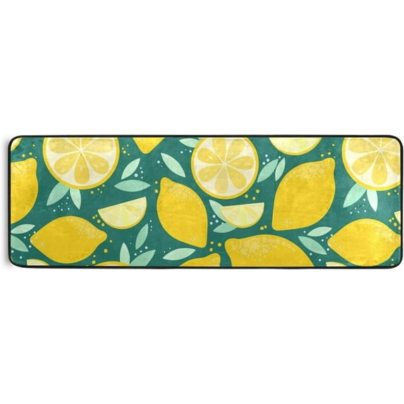 Kitchen Rugs and Mats Non-Skid Washable Runner Rugs Sunny Bright Fresh Lemon Pattern Long 72x24 inch for Floor Cushioned Hallway Entryway Indoor 2x6