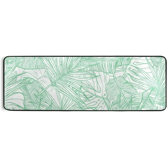 Kitchen Rugs and Mats Non-Skid Washable Runner Rugs Tropical Banana Leaves Palm Long 72x24 inch for Floor Cushioned Hallway Entryway Indoor 2x6