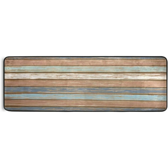 Kitchen Rugs and Mats Non-Skid Washable Runner Rugs Wooden Farm House Retro Vintage Long 72x24 inch for Floor Cushioned Hallway Entryway Indoor 2x6