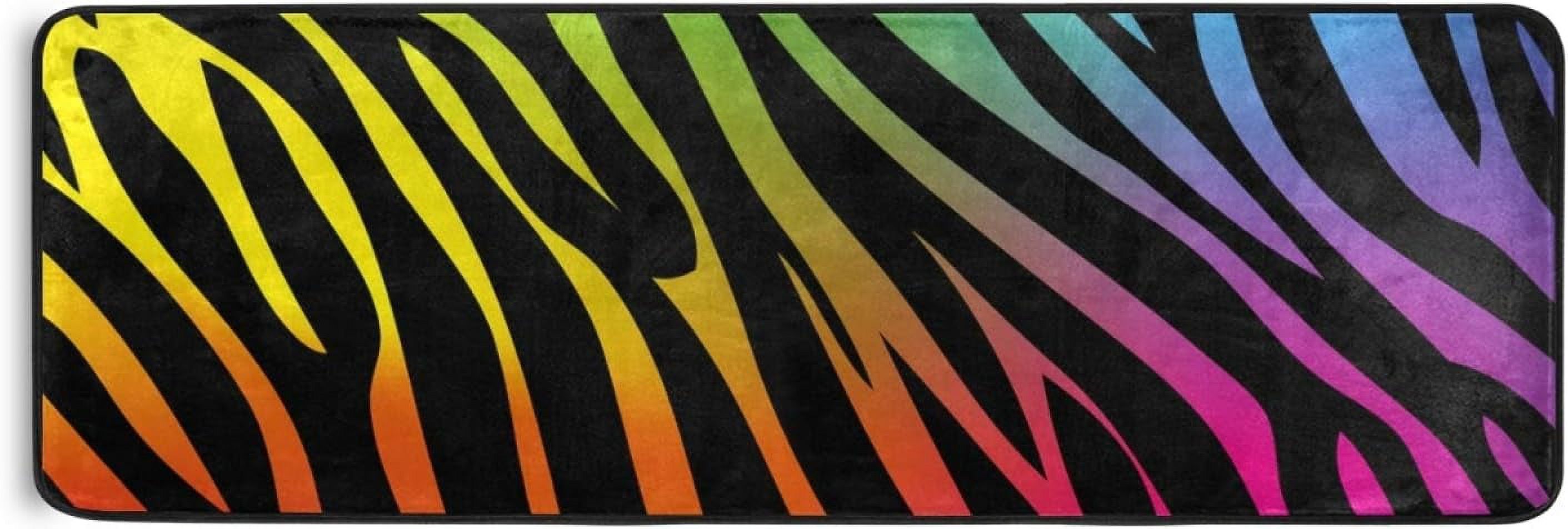Kitchen Rugs and Mats Non-Skid Washable Runner Rugs Zebra Pattern ...