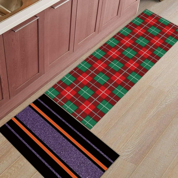Kitchen Rugs and Mats Set of 2 Christmas Red Kitchen Sink Mat,Non-Slip Area Runner Rug,Washable Floor Mat for Home Dining Room Office 18"x30"+18"x48"
