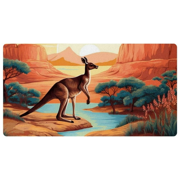 Kitchen Rugs and Mats Washable Kitchen Floor Mat Absorbent Runner Rugs for Kitchen, Kangaroo
