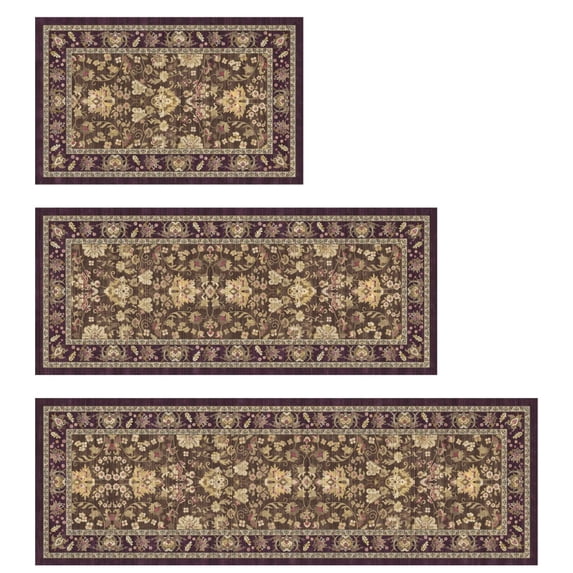 Kitchen Rugs and Runners Set of 3, Yamaziot Kitchen Floor Mat Non Slip Washable Farmhouse Carpet for Laundry Room Sink, 20"x32"+20"x32"+20"x47"