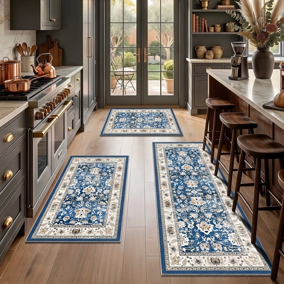 Kitchen Rugs, Yamaziot Kitchen Rugs and Runners, Non Skid Washable Boho Farmhouse Kitchen Runner Rug Sets of 3, 20"x32"+20"x32"+20"x47"