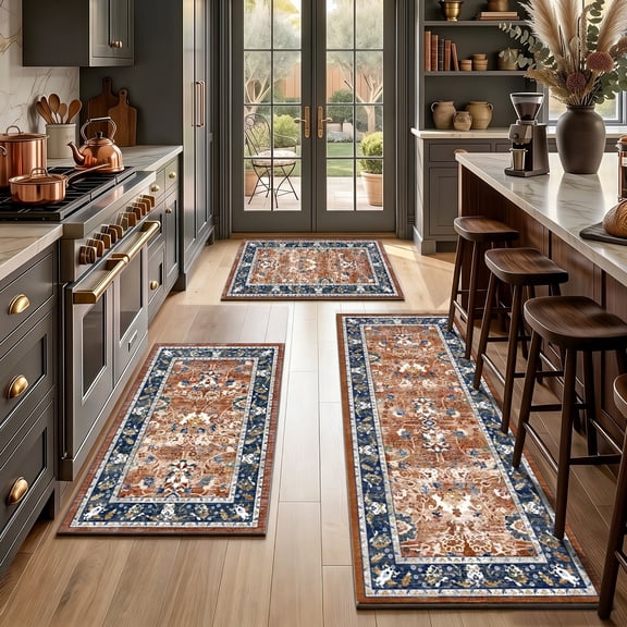Kitchen Rugs, Yamaziot Kitchen Rugs and Runners, Non Skid Washable Boho Farmhouse Kitchen Runner Rug Sets of 3, 20"x32"+20"x32"+20"x47"