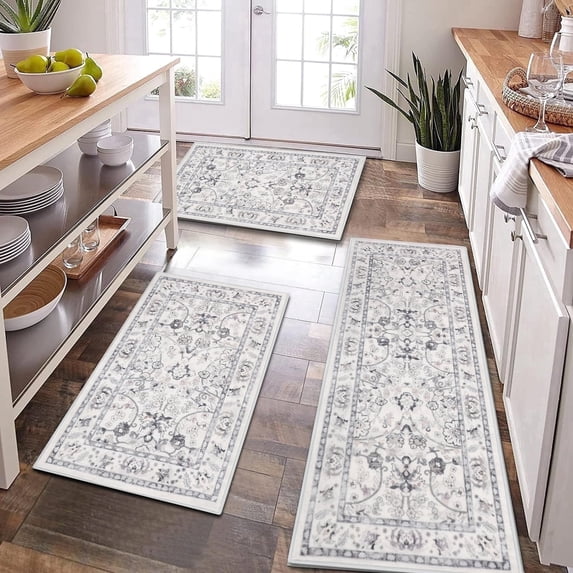 Kitchen Rugs and Runners Set of 3, Yamaziot Kitchen Mat for Floor, Non Slip Skid Comfort Washable Farmhouse Kitchen Carpet for Laundry Room Sink, 20"x32"+20"x32"+20"x47"