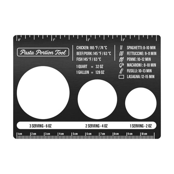 Kitchen Ruler Pasta Portion Measuring Card for Baking Ingredients Cooking Helper with Portion Control Holes And Cooking Tips Harlik