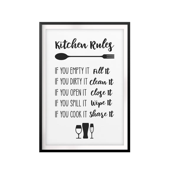 Kitchen Rules 5 x 7 UNFRAMED Print Kitchen Decor Wall Art