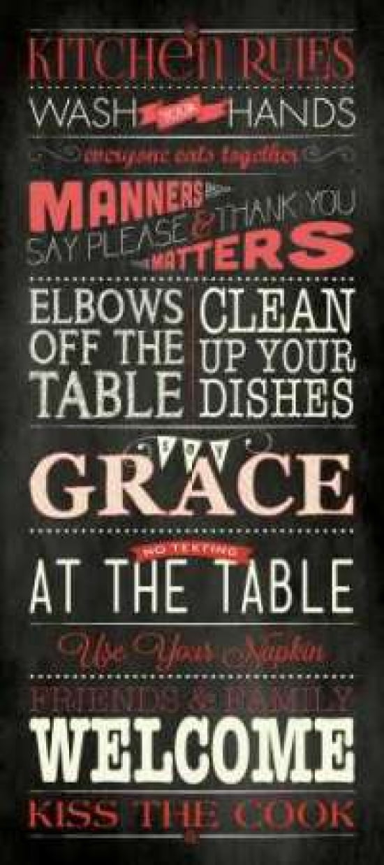 Kitchen Rules - Black Canvas Art - Stephanie Marrott (10 x 20)