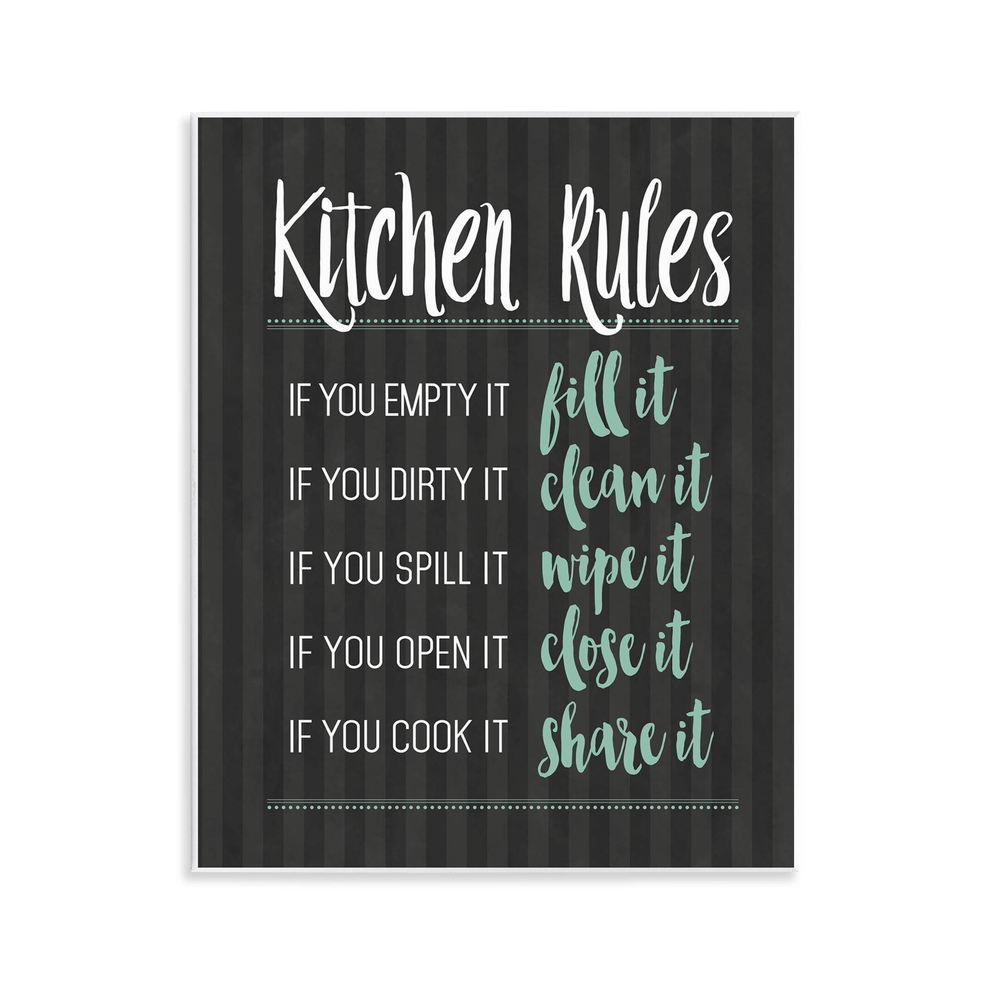 Kitchen Rules Black & Green Wall Plaque Art, design by Lettered and Lined