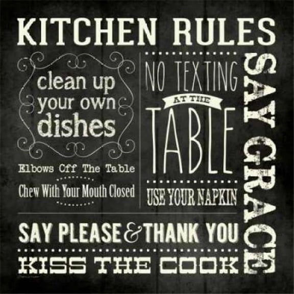 Kitchen Rules - Black Square Poster Print by Stephanie Marrott