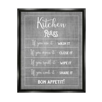 Kitchen Rules Bon Appetit Sign Typography Graphic Art Jet Black Framed Art Print Wall Art