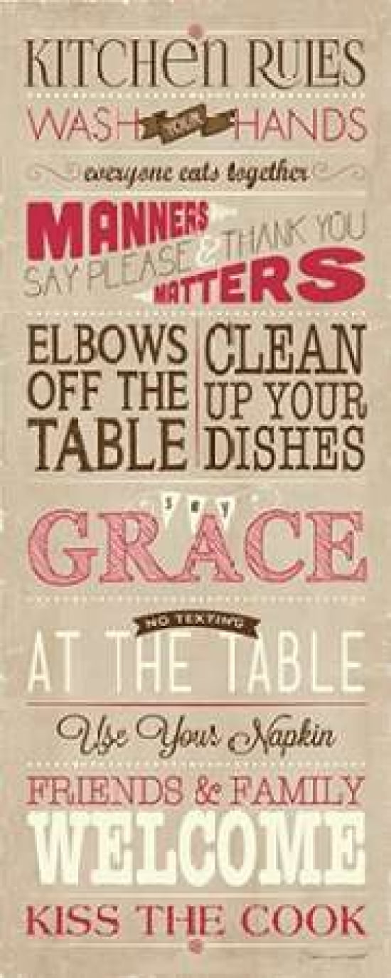 Kitchen Rules Canvas Art - Stephanie Marrott (24 x 48)