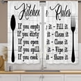 thumbnail image 1 of Kitchen Rules Curtains 27.5W X 39L Inch 2 Panels Rod Pocket Rustic Farmhouse Funny Vintage Modern Small Short Cafe Curtains Wood Inspirational Window Drapes Treatment Bathroom Home Decor, 1 of 6