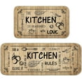 thumbnail image 1 of Kitchen Rules Kitchen Mat Set of 2, Kitchen Mats for Floor, Farmhouse Kitchen Rugs and Mats Non Skid Washable, Decorative Kitchen Floor Mats Non Slip, Kitchen Runner Rug Carpet 17x29 and 17x47 Inch, 1 of 6