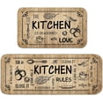 thumbnail image 1 of Kitchen Rules Kitchen Mat Set of 2, Kitchen Mats for Floor, Farmhouse Kitchen Rugs and Mats Non Skid Washable, Decorative Kitchen Floor Mats Non Slip, Kitchen Runner Rug Carpet 17x29 and 17x47 Inch, 1 of 6