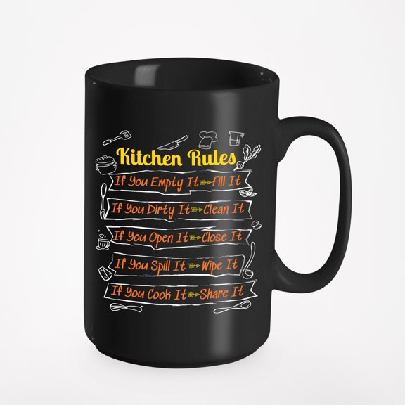 Kitchen Rules. Perfect, Black 15oz Ceramic Mug