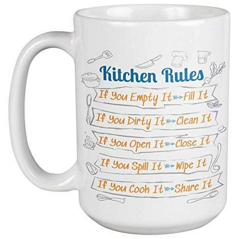 Kitchen Rules. Perfect Coffee & Tea Gift Mug for Chefs, Cook