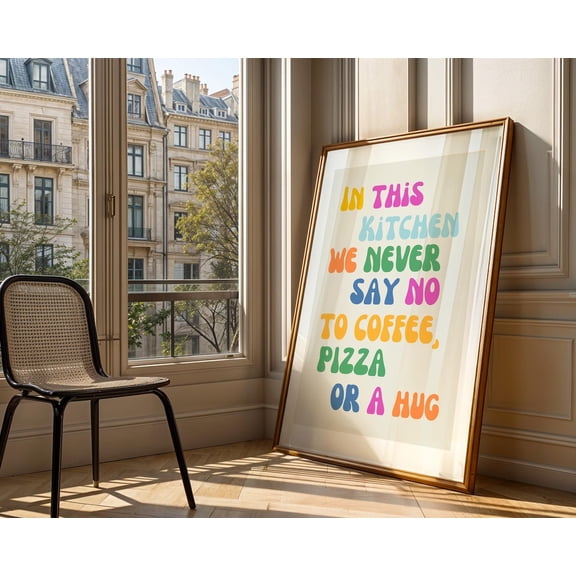 Kitchen Rules Poster, Colorful Dining Room Wall Art, Unframed Paper Poster 8x10in