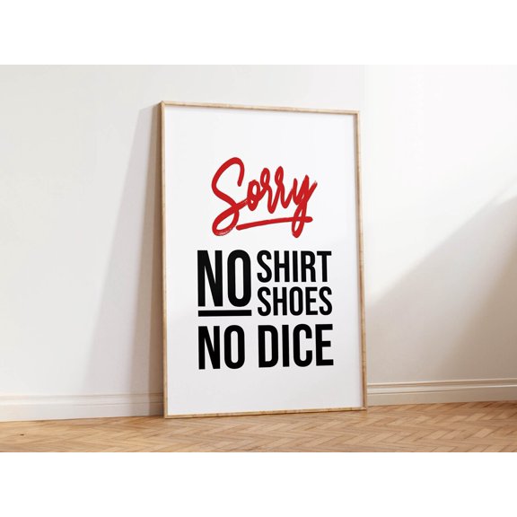 Kitchen Rules Print, No Dice Poster, Dining Decor (11x17 Inch) Unframed Paper Print