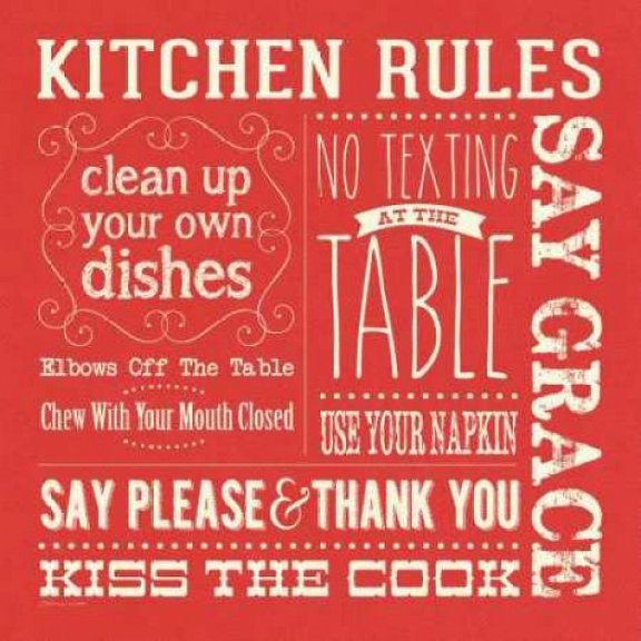 Kitchen Rules - Red Square Poster Print by Stephanie Marrott