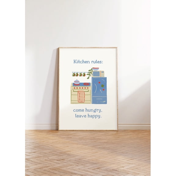 Kitchen Rules Retro Poster, Unframed Paper Poster 8x10in