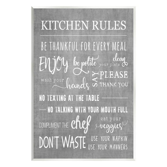 Kitchen Rules Rustic Grey List Typography Graphic Art Unframed Art Print Wall Art