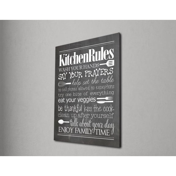 Kitchen Rules Wall Art, Farmhouse Kitchen , Rustic Chalkboard Style Print, Family Home Decor, Dining Room Typography Poster, Size 8x12 UNFFRAMED F03.1.8l1546