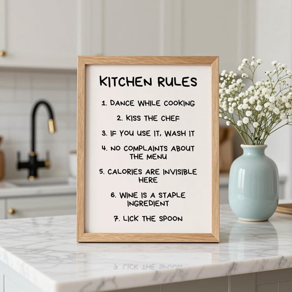 Kitchen Rules Wall Art, Funny Kitchen Decor, Minimalist Dining Room Print, Cooking Quotes Poster, Poster Only