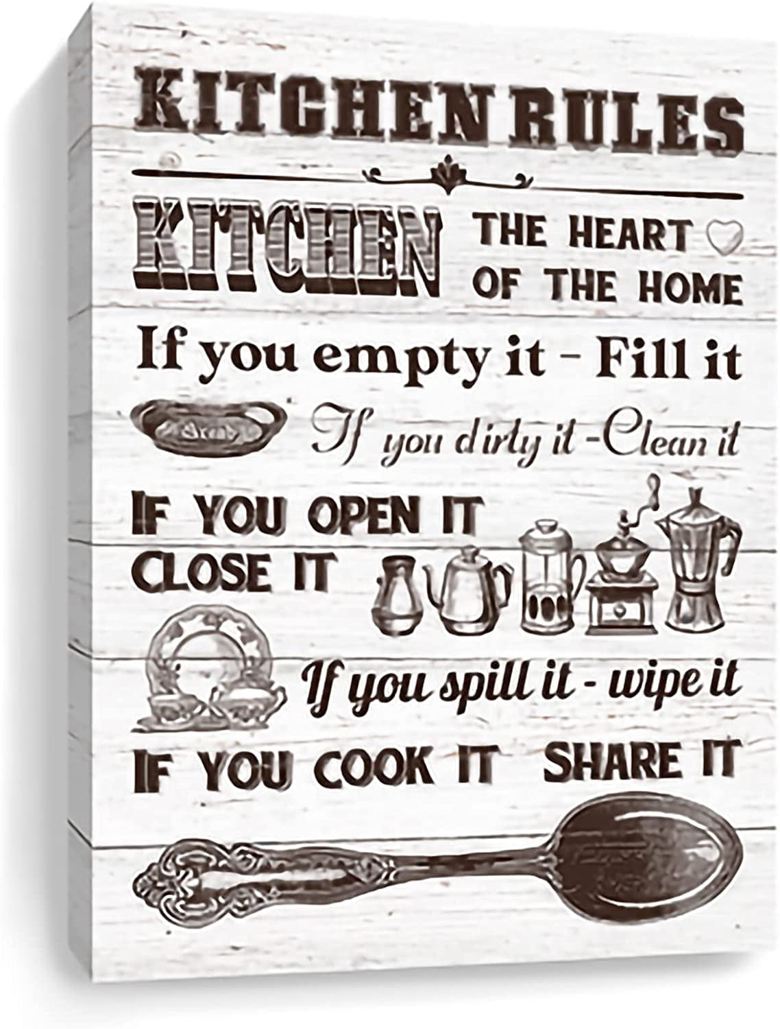 Kitchen Rules Wall Decor Farmhouse Kitchen Wall Art Vintage Picture Framed Canvas Prints For