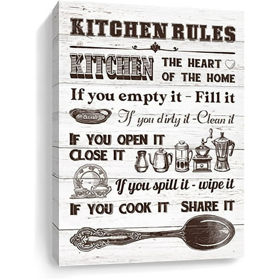 Kitchen Rules Wall Decor Farmhouse Kitchen Wall Art Vintage Picture Framed Canvas Prints For Kitchen Modern My Kitchen Rules Wall Paintings Funny Country Wall Artwork Kitchen Wall ons For Home