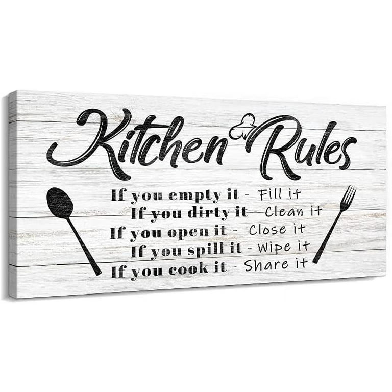 kitchen-rules-wall-decor-funny-inspirational-quote-canvas-print-art-modern-rustic-farmhouse-kitchen-decorative-walmart-com
