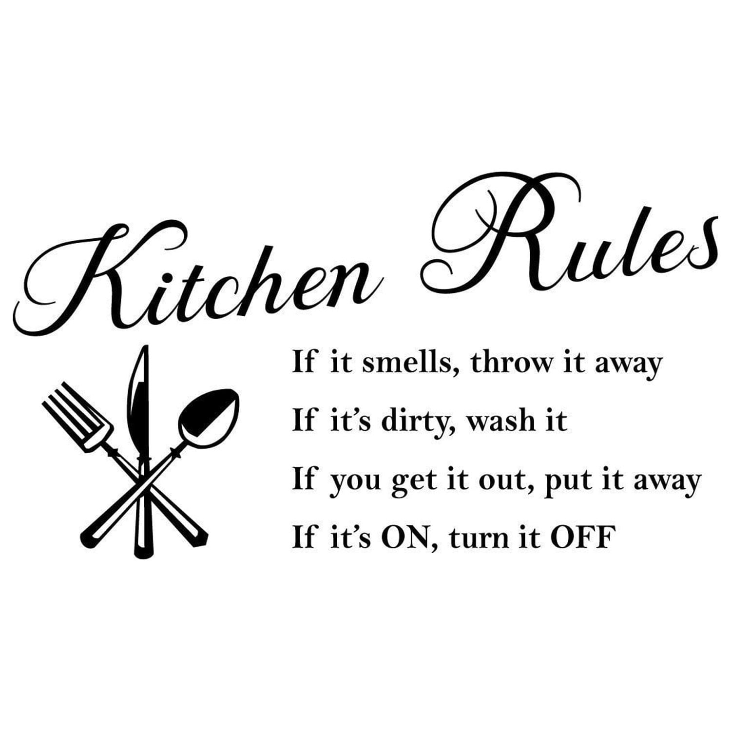 PICNIVA Kitchen Rules Words Wall Stickers Decal Home Decor Vinyl Art Mural
