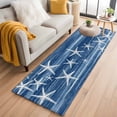 thumbnail image 1 of Kitchen Runner 2 x 6 Ft, Navy Blue Coastal Non-Slip Residential Carpet, Summer Ocean Waves Ombre Sea Starfish Indoor Crawling Mats Runner Rugs for Living Room/Dining Room/Bedroom, 1 of 9