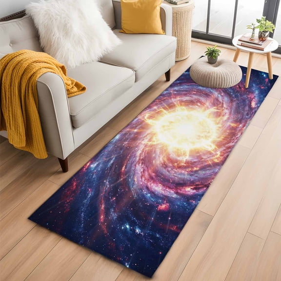 Kitchen Runner 2 x 6 Ft, Sun Explosion Non-Slip Residential Carpet, Modern Abstract Art Galaxy Universe Indoor Crawling Mats Runner Rugs for Living Room/Dining Room/Bedroom