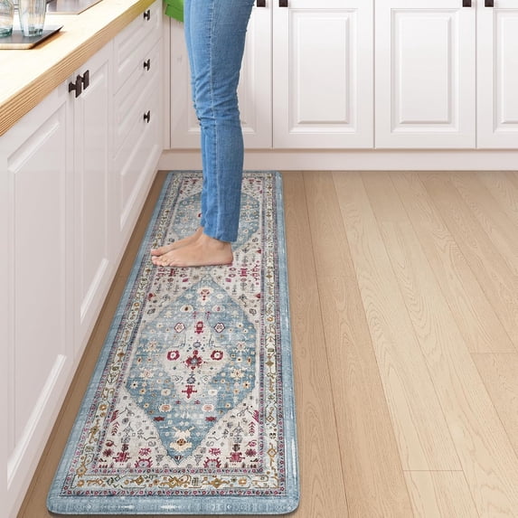 Kitchen Runner Mats for Floor Cushioned Anti Fatigue Kitchen Rugs, Kitchen Floor Mats Non Slip for Standing, 17\u201dx59\u201d Aqua Washable Kitchen Sink Floor Mats for Office, Laundry