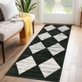 thumbnail image 1 of Kitchen Runner Rug Black Washable Rug for Front Door Entryway Hallway Distressed Checkered Mat Low Pile Neutral Area Rugs Non Slip Farmhouse Rugs 2x6, 1 of 8