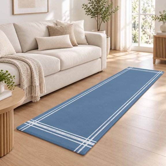 Kitchen Runner Rug Blonde Blue Pure Color Area Rug 2x6ft, Soft Non-slip Cushion Rugs, Minimalist Style Runner Rugs for Bedroom Hallway Entryway Stair Washable Rugs Floor Carpet