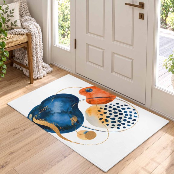 Kitchen Runner Rug Boho Terracotta Area Rug for Bedroom Living Room Rug 2x3ft, Soft Sponge Cushioned Non-Slip Washable Rugs, Color Block Minimalist Art Rectangle Rugs for Dining Room Office