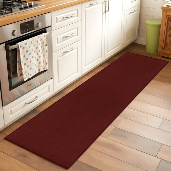 Kitchen Runner Rug Burgundy Red Runner Rugs for Bedroom Hallway Entryway Stair, Dark Maroon Area Rug Non-slip Washable Floor Carpet 2x6ft