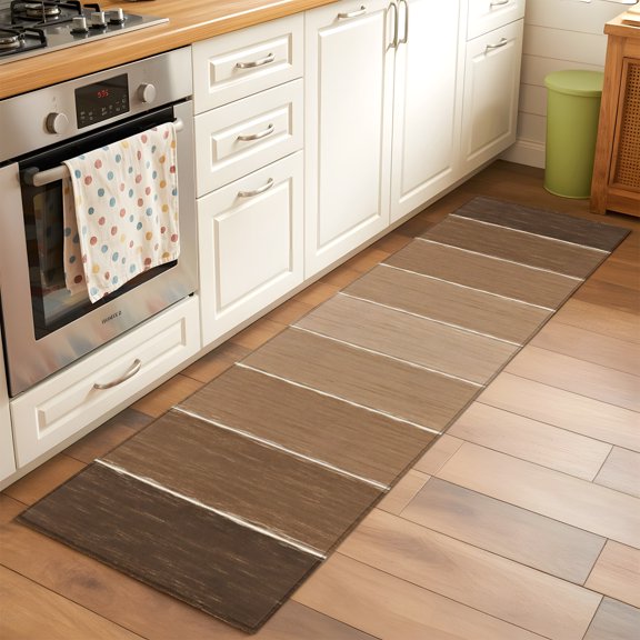 Kitchen Runner Rug Farm Brown Gradient Wood Grain Runner Rugs for Bedroom Hallway Entryway Stair, Rustic Wooden Barn Washable Area Rug Non-slip Floor Carpet 2x6ft