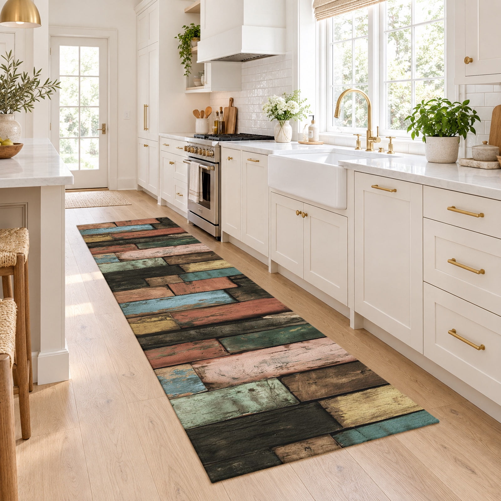 Kitchen Rugs Options Kitchen Runner Rug Farmhouse Rustic Wooden Plank Barn Area Rug 2’6 ...