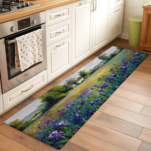 Kitchen Runner Rug Farmhouse Spring Garden Forest Runner Rugs for Bedroom Hallway Entryway Stair, Rustic House Pastoral Theme Washable Area Rug Non-slip Floor Carpet 2x6ft