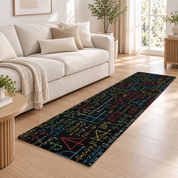 Kitchen Runner Rug Mathematical Formulas Math Doodle Area Rug 2x6ft, Soft Non-slip Cushion Rugs, Cartoon Style Runner Rugs for Bedroom Hallway Entryway Stair Washable Rugs Floor Carpet