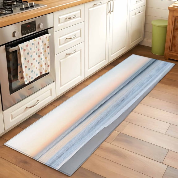 Kitchen Runner Rug Summer Beach Sunset Landscape Runner Rugs for Bedroom Hallway Entryway Stair, Ocean Water Waves Washable Area Rug Non-slip Floor Carpet 2x6ft