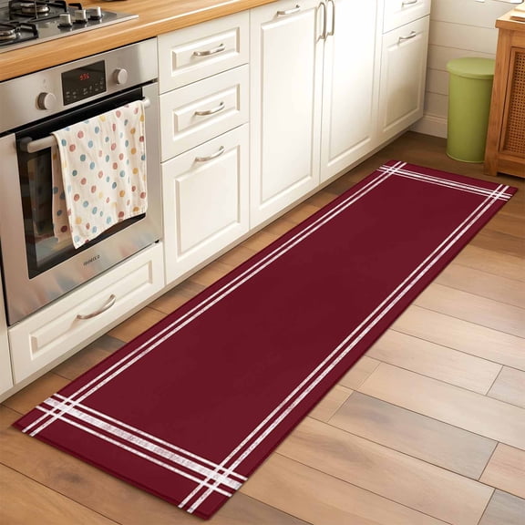 Kitchen Runner Rug Wine Red Dark Maroon Runner Rugs for Bedroom Hallway Entryway Stair, Burgundy Red Area Rug Non-slip Washable Floor Carpet 2x6ft