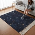 thumbnail image 1 of Kitchen Runner Rugs, Abstract Blue Sky 3'x5' Throw Rug with Tassels, Shining Stars on Scenery Background Washable Soft Floor Carpet Runner for Hallway Bedroom Bathroom Laundry Room, 1 of 9